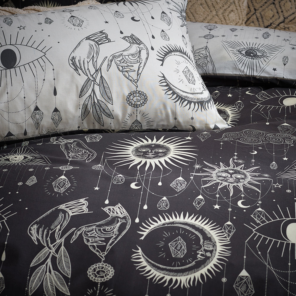 Constellation Celestial Duvet Cover Set Charcoal/Cream