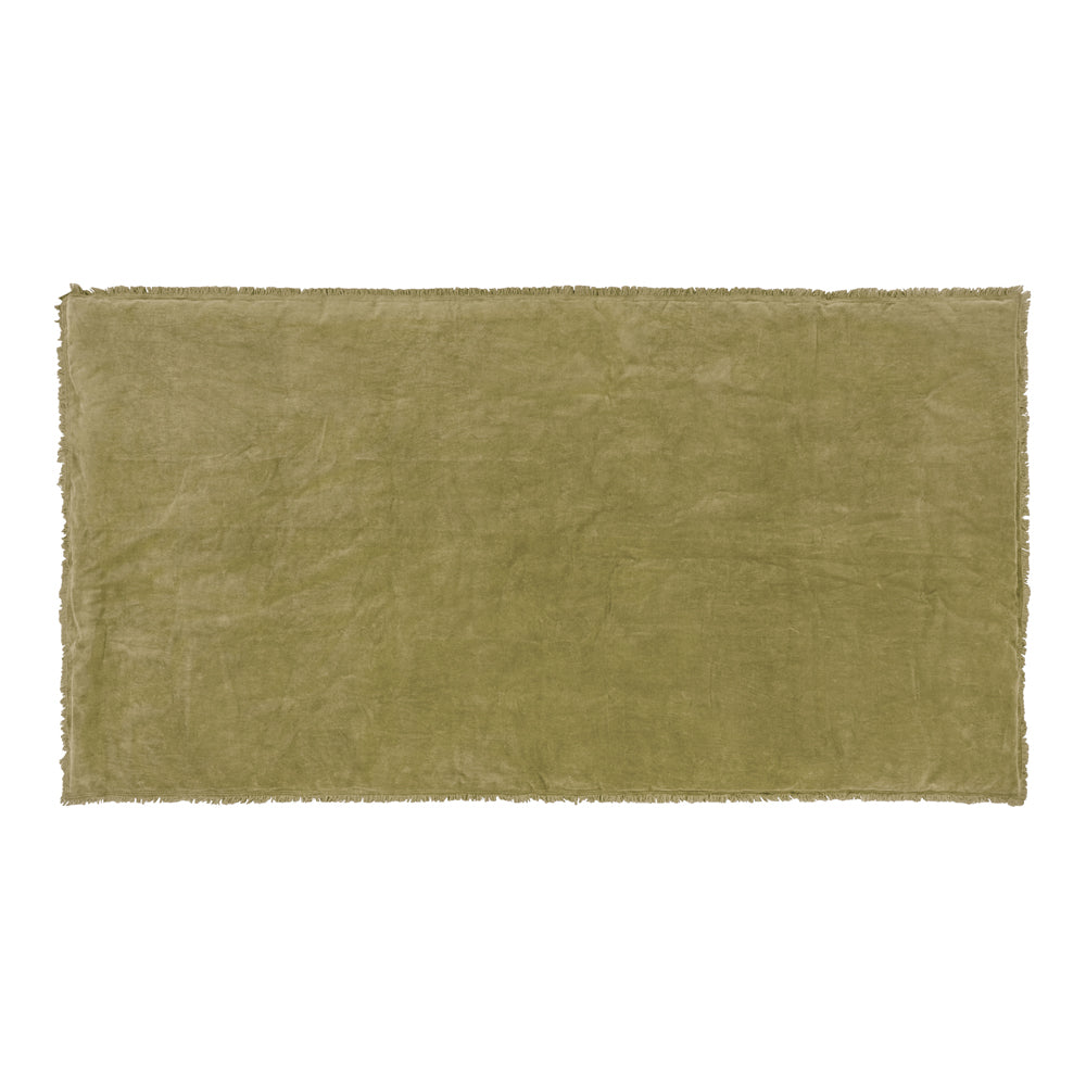Jaye Cotton Velvet Filled Bedspread Moss