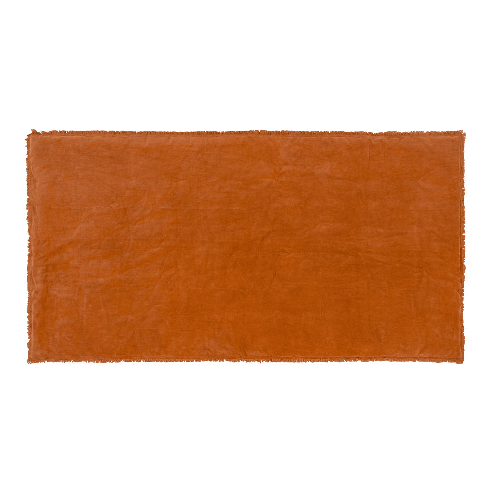 Jaye Cotton Velvet Filled Bedspread Rust