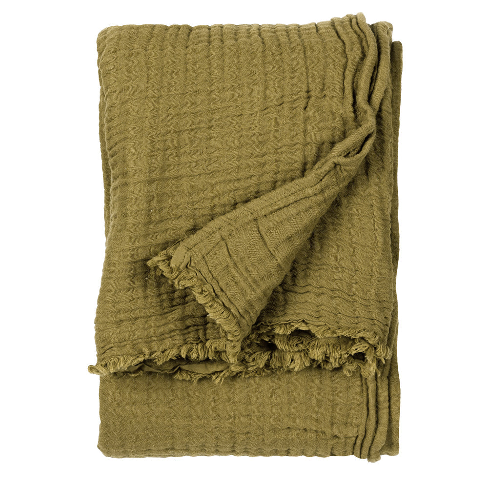 Lark Muslin Cotton Oversized Throw Khaki