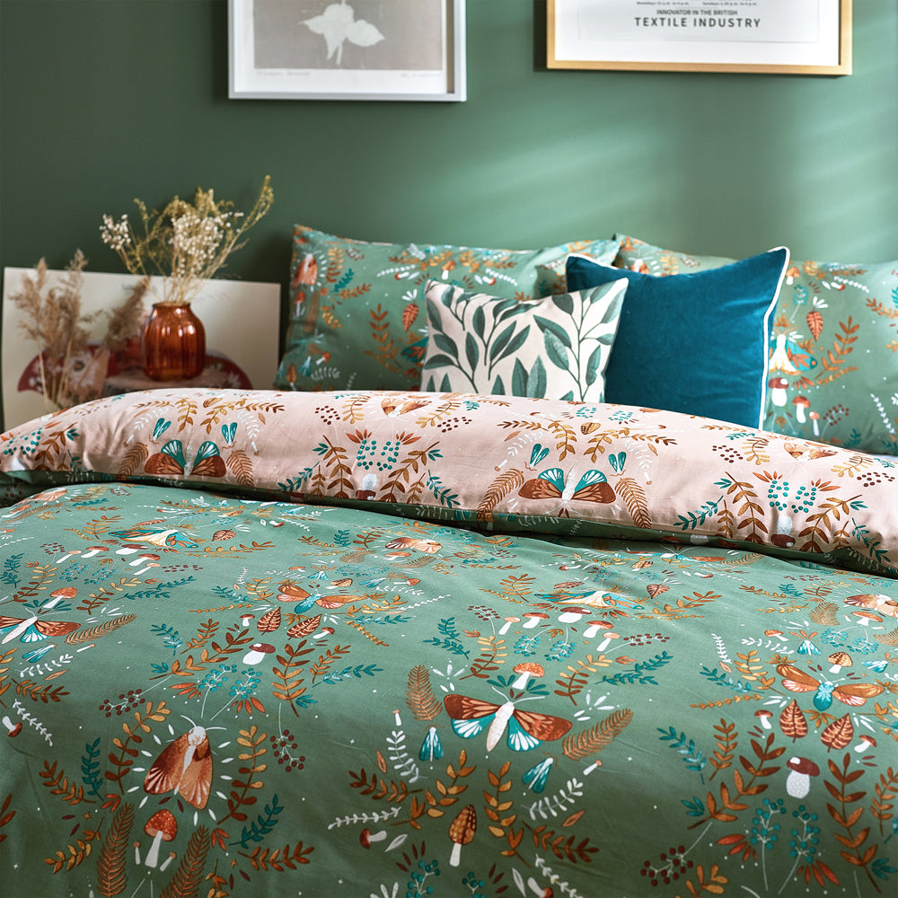 Luna Wood Duvet Cover Set Fern Green