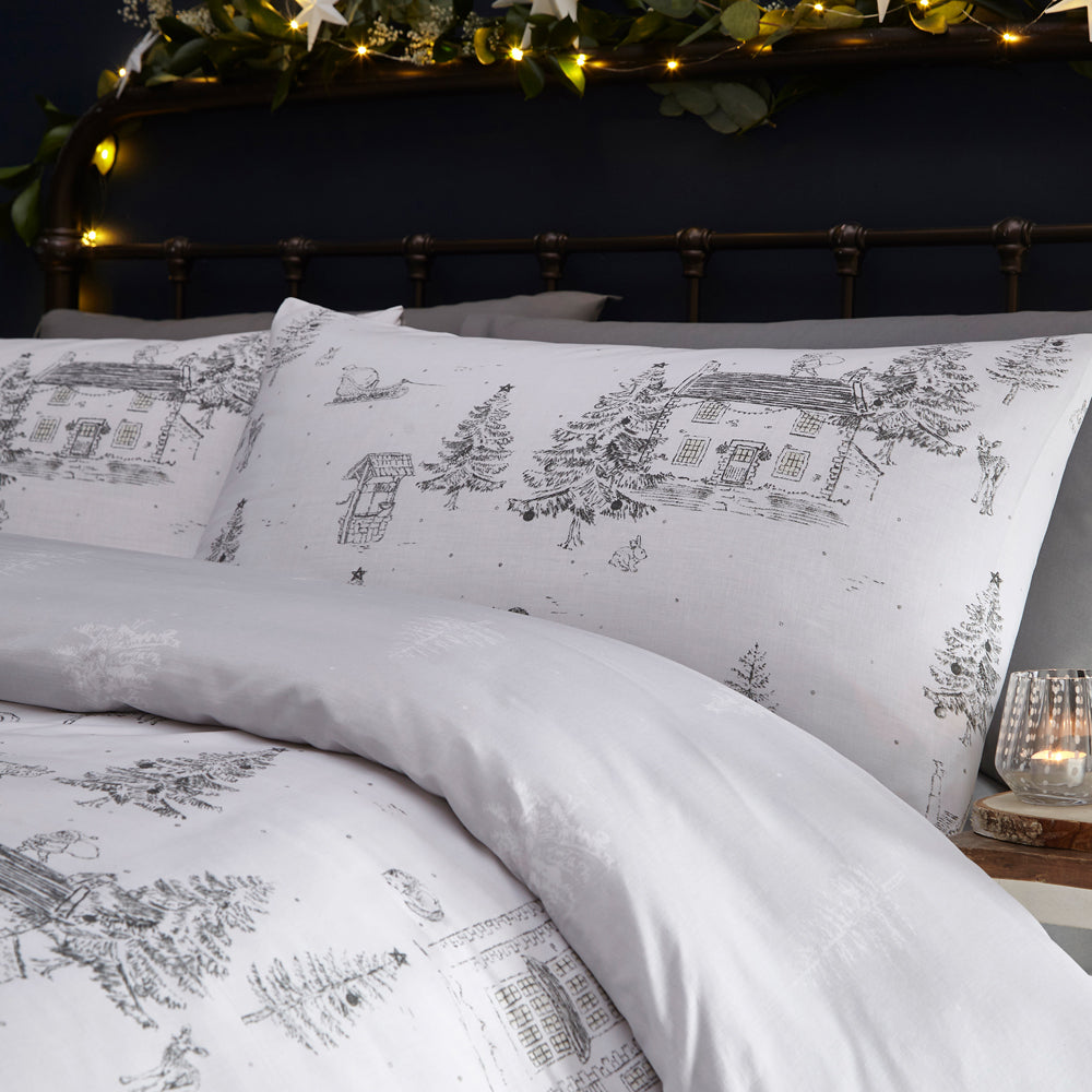 Midwinter Toile Duvet Cover Set Snow