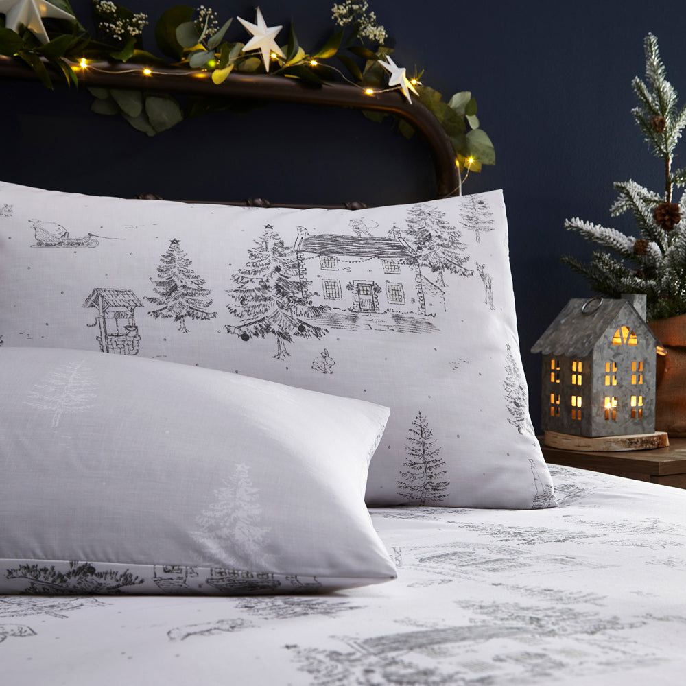 Midwinter Toile Duvet Cover Set Snow