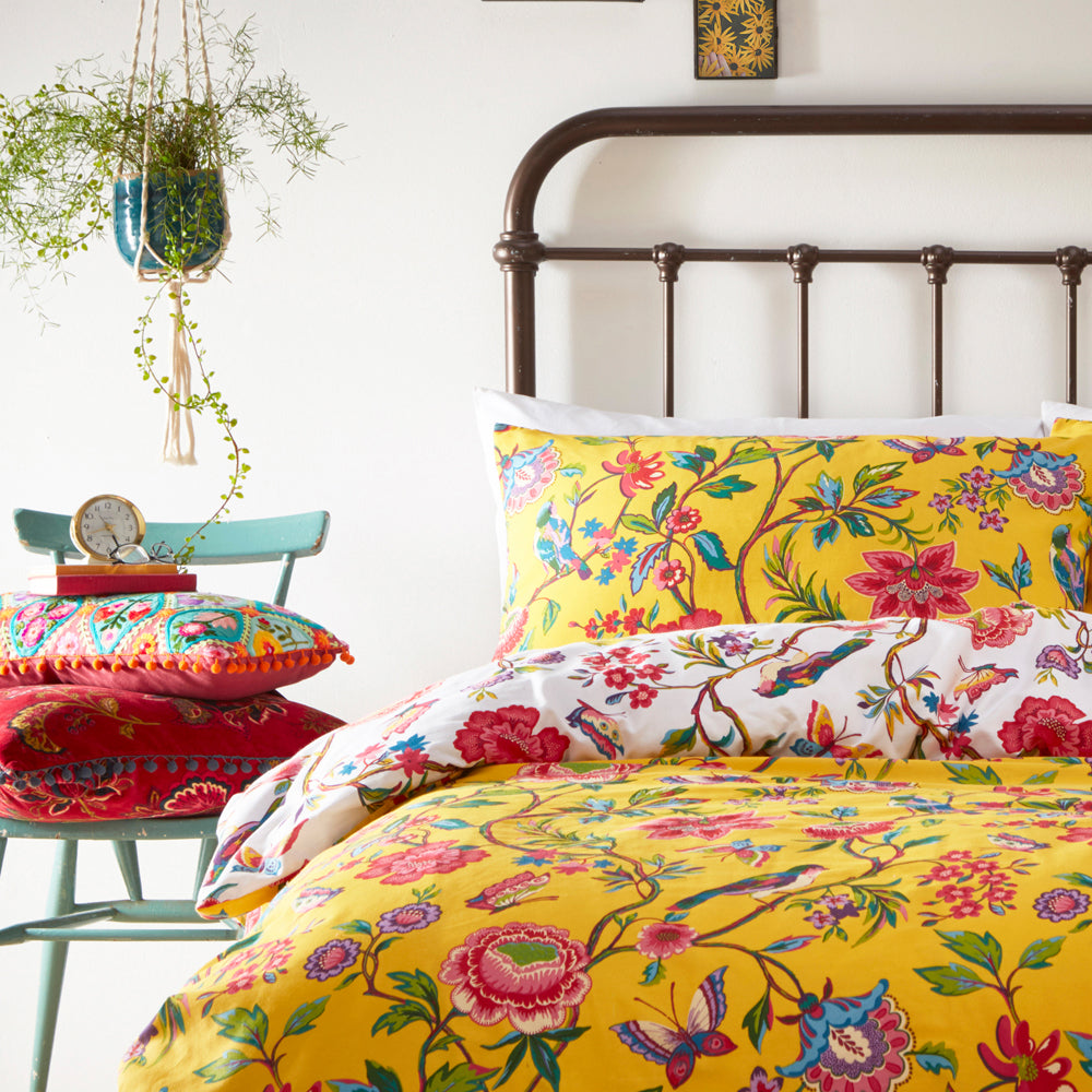 Pomelo Tropical Floral Duvet Cover Set Yellow