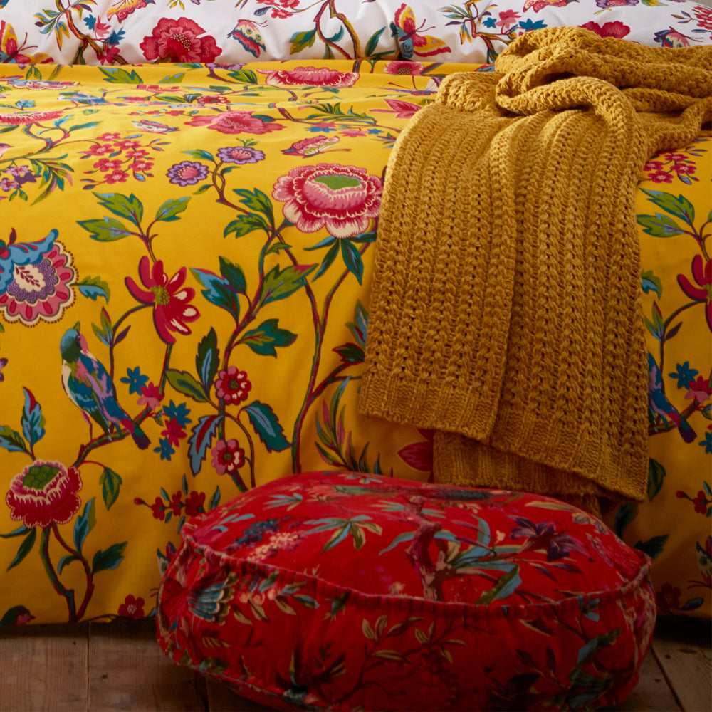 Pomelo Tropical Floral Duvet Cover Set Yellow