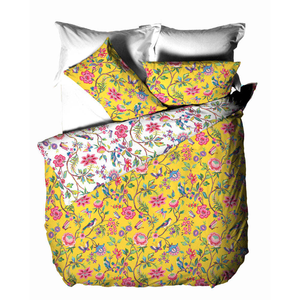 Pomelo Tropical Floral Duvet Cover Set Yellow