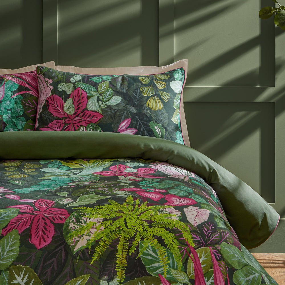Veadeiros Exotic Floral Pillowcase Pair Pink/Green