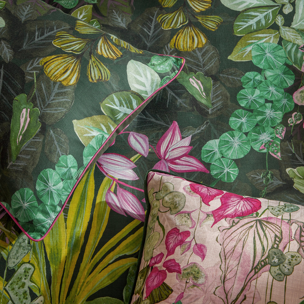 Veadeiros Exotic Floral Pillowcase Pair Pink/Green