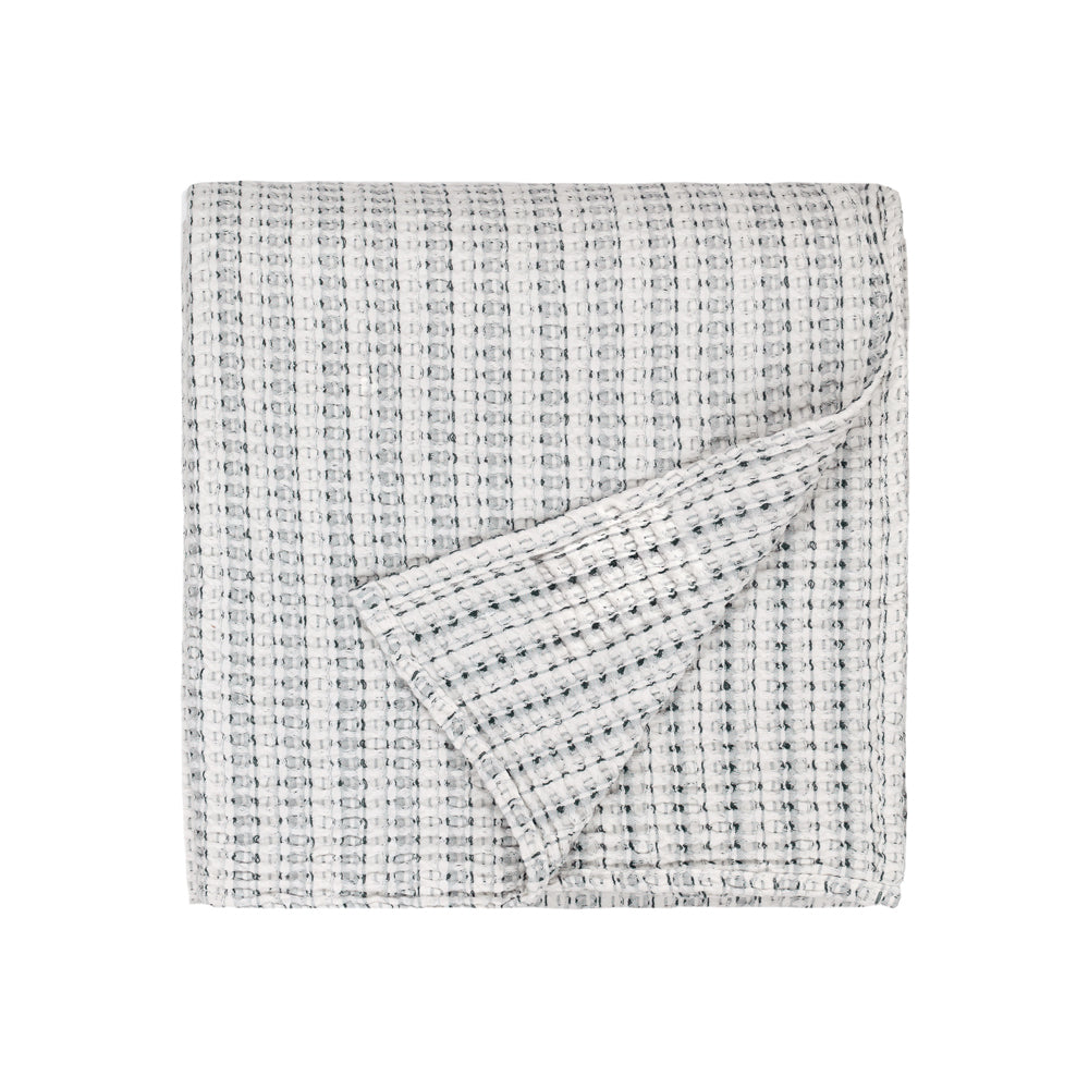 Waffle Textured 100% Cotton Bedspread Dusk Blue
