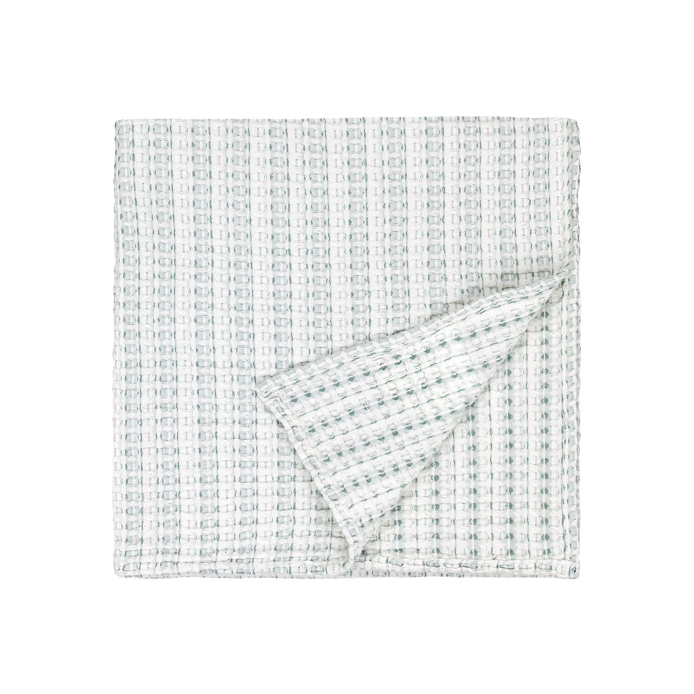Waffle Textured 100% Cotton Bedspread Eucalyptus