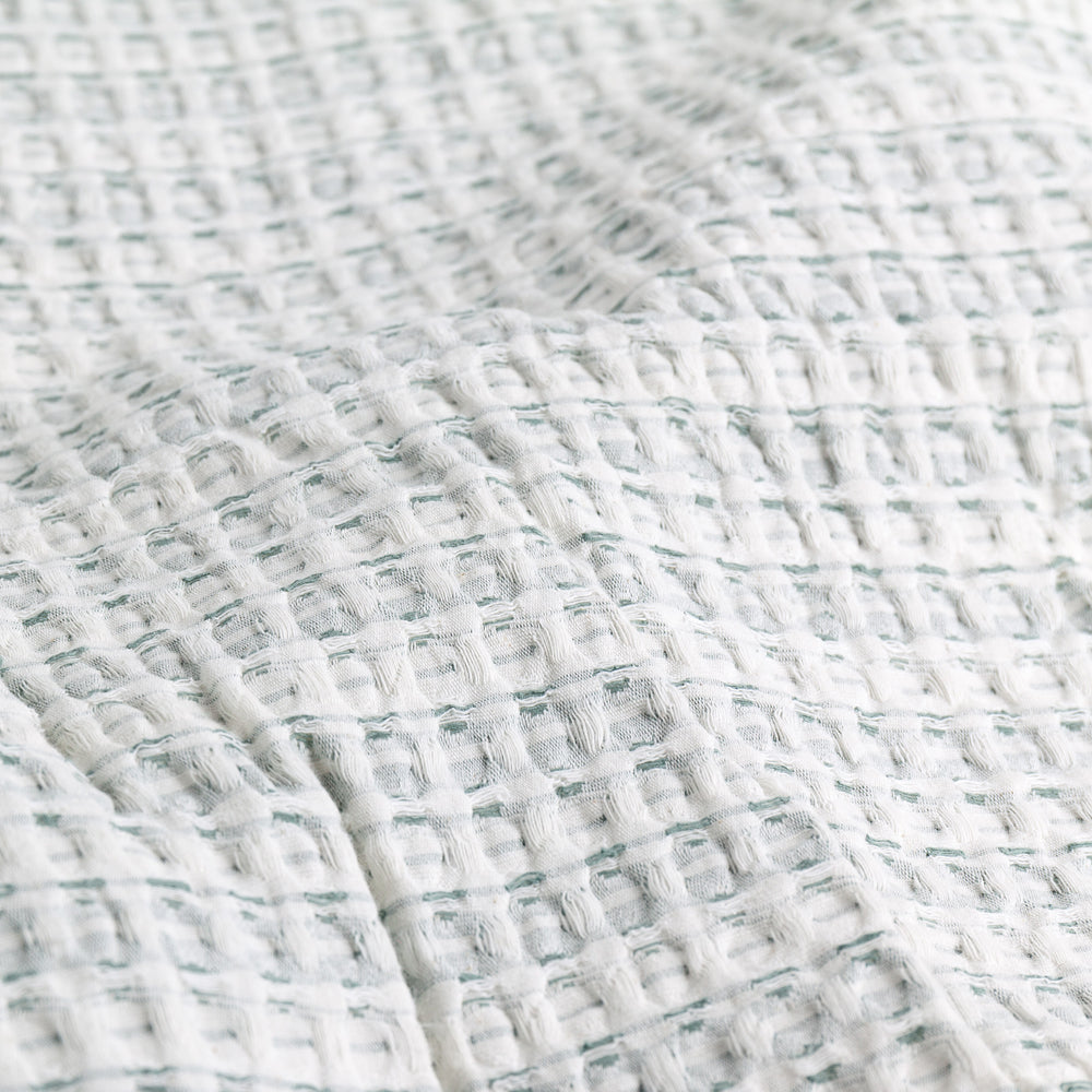 Waffle Textured 100% Cotton Bedspread Eucalyptus