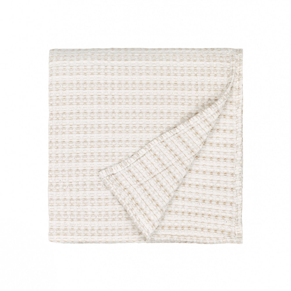 Waffle Textured 100% Cotton Bedspread Natural