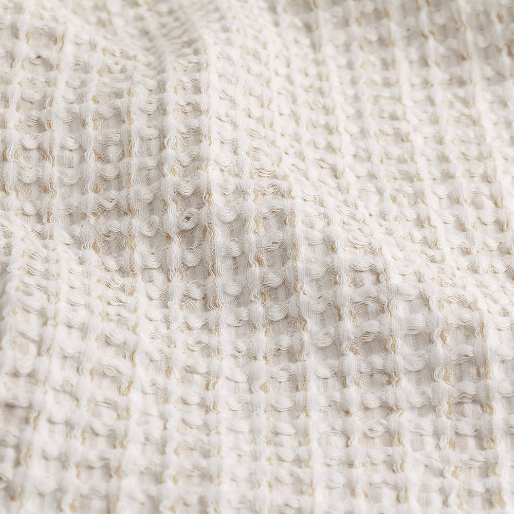 Waffle Textured 100% Cotton Bedspread Natural