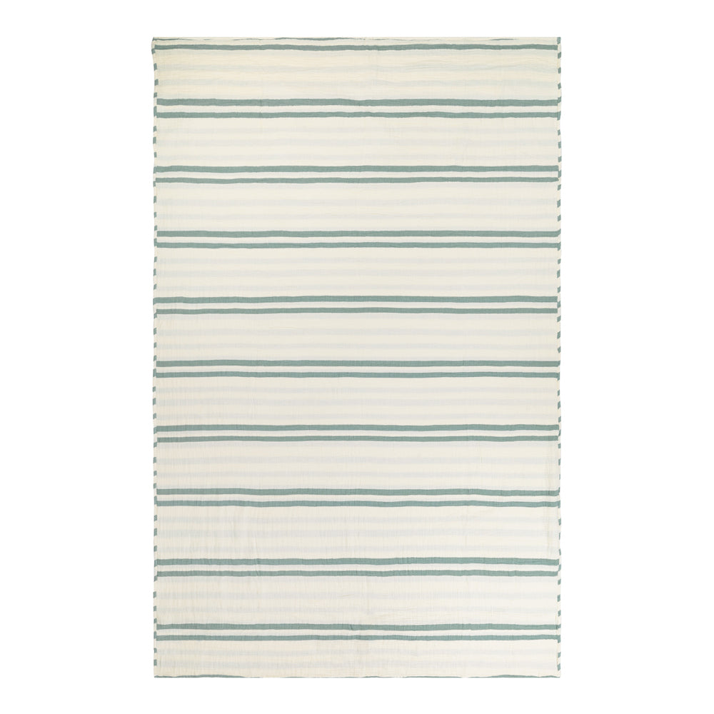 Woven Stripe 100% Cotton Bedspread Eucalyptus