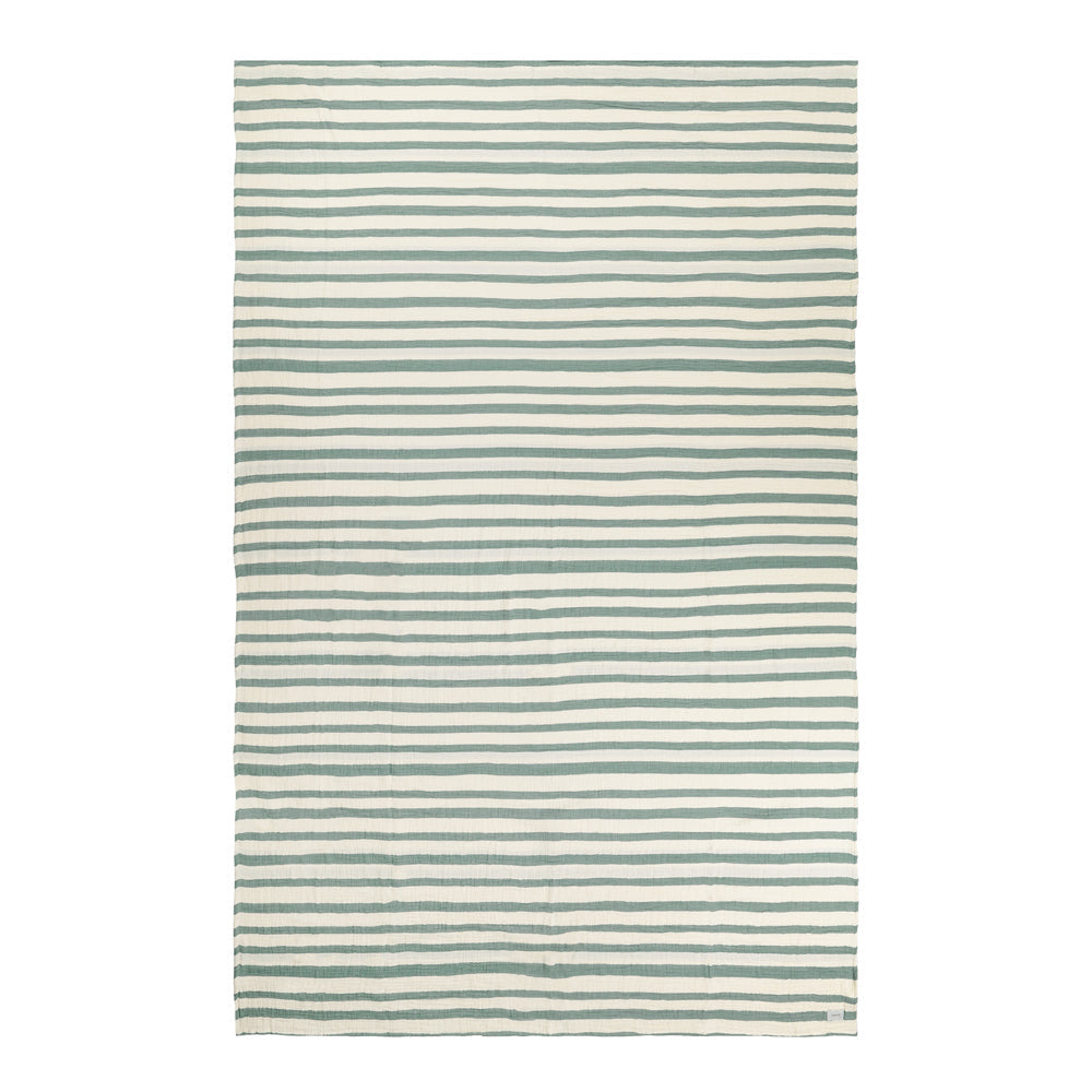 Woven Stripe 100% Cotton Bedspread Eucalyptus