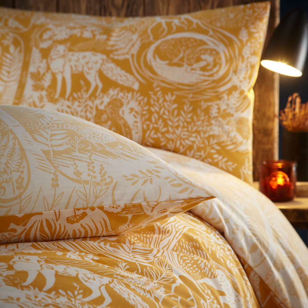 Winter Woods Animal Duvet Cover Set Ochre