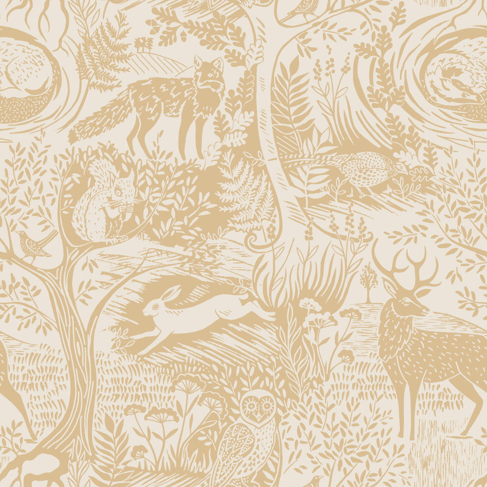Winter Woods Animal Duvet Cover Set Ochre