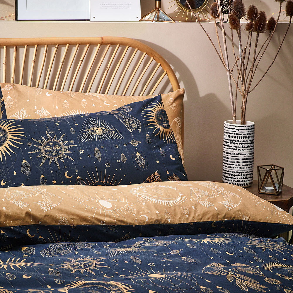 Constellation Celestial Duvet Cover Set Gold/Navy