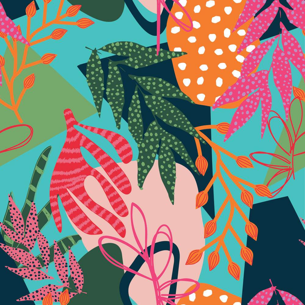 Coralina Tropical Palm Duvet Cover Set Aqua/Pink