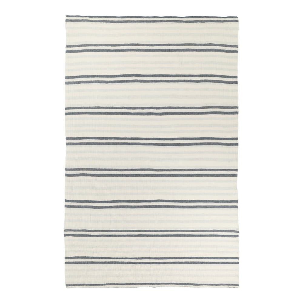 Woven Stripe 100% Cotton Bedspread Dusk Blue