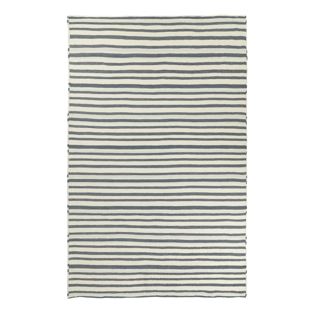 Woven Stripe 100% Cotton Bedspread Dusk Blue